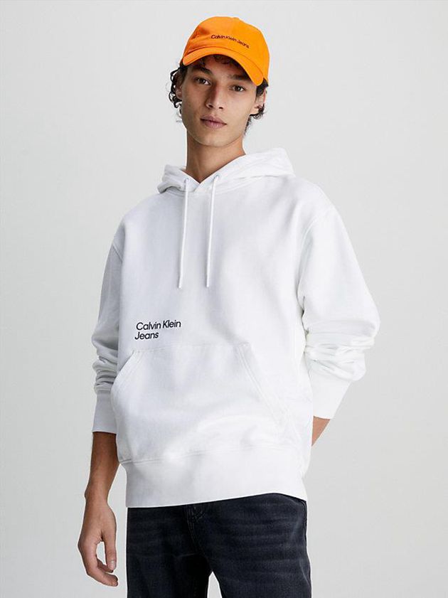 Calvin Klein USA Relaxed Back Logo Mens Hoodie White 2705491-HD